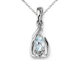 Sterling Silver Aquamarine Pendant Necklace with Chain (1/3 Carat)